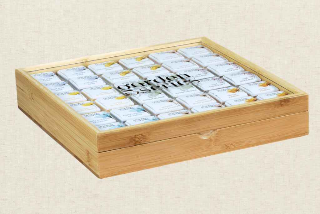 Garden Series presentatiemateriaal kubus theekist