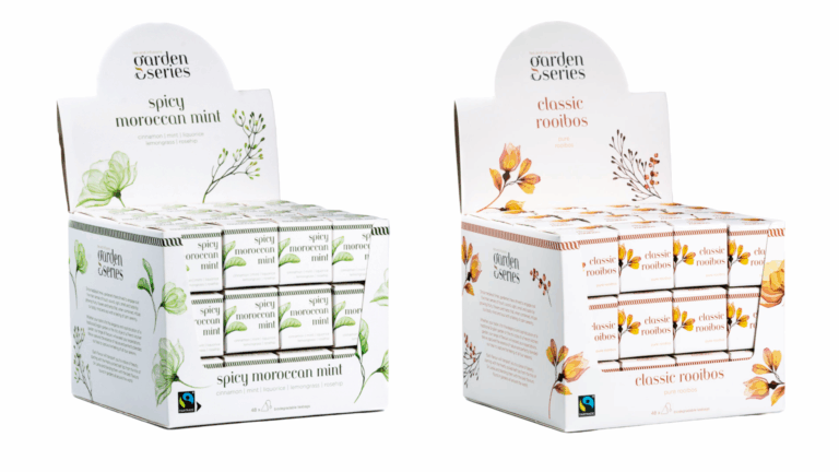 Garden Series displaybox theedoos 48 kubus spicy moroccan mint en classic rooibos
