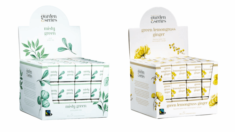 Garden Series displaybox theedoos 48 kubus misty green en green lemongrass ginger