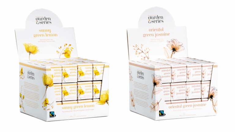 Garden Series displaybox theedoos 48 kubus sunny green lemon en oriental green jasmine